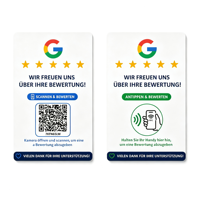 Carte de commentaires Google en allemand avec puce NFC PVC CR80, code QR allemand, commentaires clients pour les restaurants, les hôtels, la vente au détail et les entreprises