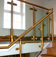 JBM Garde-corps en verre en acier inoxydable doré pour balcon et terrasse, finition miroir/mat, personnalisable, installation facile, clôture de sécurité domestique simple