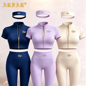 Nuova Collezione 2026: Set da Palestra di Lusso <span class=keywords><strong>per</strong></span> <span class=keywords><strong>Donna</strong></span>, Giacca Crop Personalizzabile e Leggings Yoga, 3 Pezzi - Product Image 3