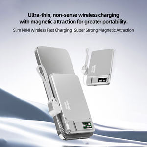 Batterie externe magnétique sans fil F21 15W à charge rapide en alliage d'aluminium avec support intégré et design portable mince 5000 mAh - Product Image 2