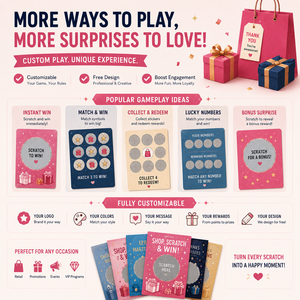 Bulk Custom Retail Shop Promotion Scratch Cards Wholesale Full Color Printed Shopping Thank You Scratch Off Win Reward Cards - Product Image 4