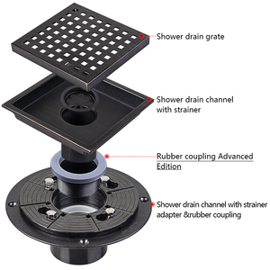 Modern <b>Brushed</b> 4 Inch Square Stainless Steel Shower Floor <b>Drain</b> Invisible Grate Cover Strainer Tile Insert Bathroom Drainer - Product Image 3