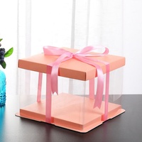 Caja de Embalaje Transparente para Pasteles, Hecha con Materiales Reciclados, con Ventana, Laminación Brillante, Grabado en Relieve, Estilo Moderno, Tamaños Personalizables, Venta al Por Mayor
