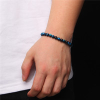 Nouveau modèle de bracelet en perles de pierre naturelle géométriques lisses de 6 mm, unisexe, tendance, minimaliste, charmant, élastique, cadeau disponible