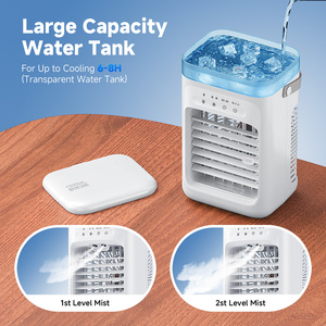 เครื่องปรับอากาศแบบพกพาขนาด 1 ลิตร 3 ระดับความเร็ว 7 ไฟ LED พัดลมระบายความร้อนส่วนตัวขนาดเล็ก 2 ฟังก์ชั่นพ่นไอน้ำเย็นสำหรับห้อง พัดลมเพิ่มความชื้นสีขาว - Product Image 4