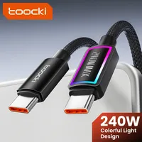 Kabel Pengisian Cepat Toocki 240W 5A USB-C PD31 QC40 dengan Pencahayaan RGB dan Jalinan Nilon untuk Laptop/iPhone//
