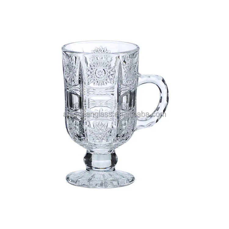 Роскошная стеклянная посуда Alpocean, оптовая продажа, старомодная стеклянная чашка для ирландского кофе 115 мл/стеклянная кофейная кружка/стеклянная кружка для молочного чая с ножками