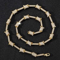 Hip Hop Ice Out Fil Chaîne Personnalité Cubain Lien Chaîne Avant Et Arrière Plein Zircon Bijoux Collier Pour Hommes Et Femmes