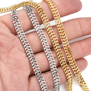 Stainless Steel Cuban <b>Chain</b> 5mm Gold Plated Double Row Bracelet Anklet <b>Waist</b> <b>Chain</b> DIY Jewelry Making Material Unisex - Product Image 2
