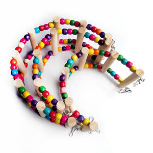 Mutlu Kuşlar İçin Ahşap Tırmanma Merdiveni Kuş <span class=keywords><strong>Stand</strong></span>ı Ahşap Boncuklu-Çoklu Boyutlarda Özel Yapım - Product Image 2