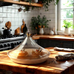 צלחת קינוח פורצלן לבן עגול להגדיר צלחת עוגת קרמיקה עם מכסה פלסטיק - Product Image 6