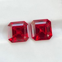 Direkter Fabrikpreis Laborgezüchteter Rubin Loser Edelstein Taubenblutrot Asscher-Schliff Quadratisch 6x6mm bis 10x10mm für Schmuckherstellung