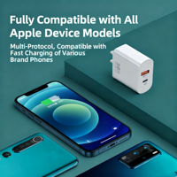 Chargeur portable Tommox 20W USB-C GaN, adaptateur de charge rapide PD Type-C pour iPhone 12/13/14/15/16/17, iPad, Galaxy S10