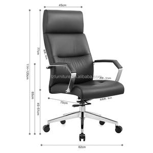 Chaise de bureau à dossier haut en cuir, chaise de direction ergonomique pivotante en PU, chaise de loisirs moderne - Product Image 4