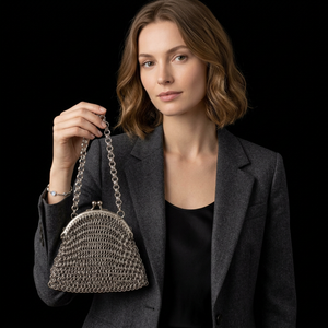 <b>Silver</b> Plated Stainless Steel Chainmail Purse Irregular Shape Fashion Metal Craft <b>Handbag</b> Business Gift Wearable Accessory - Product Image 1