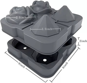 <span class=keywords><strong>4</strong></span> cavités 2.2 pouces 3D Silicone Ice Cube Trays Rose Ice Cube Mold pour Cocktails Juice Whisky <span class=keywords><strong>Bourbon</strong></span> - Product Image 5