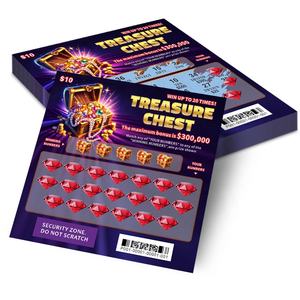 Loterie gagnante Conception de coffre au trésor Couleur Taille Montants des prix Impression de loterie de cartes à gratter personnalisées - Product Image 1