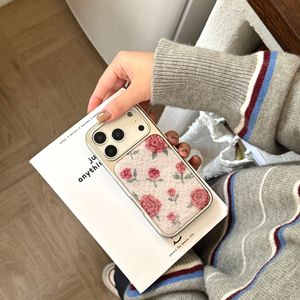 Funda para Teléfono Apple iPhone 17 Pro Max con Diseño <span class=keywords><strong>de</strong></span> Rosa <span class=keywords><strong>de</strong></span> Goma <span class=keywords><strong>de</strong></span> Mascar, Funda con Borde Plateado y Galvanoplastia para iPhone 17 - Product Image 1