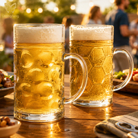 Chope à bière en verre personnalisée avec fossettes, logo d'entreprise gravé sur mesure, verre à bière artisanal à base épaisse pour hommes
