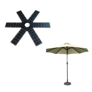 新しいデザインのパワーバンクパティオビーチ傘ソーラー充電器電源LEDパネル傘