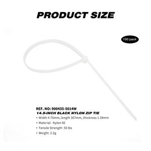 ที่มัดซิปไนลอนสีขาว14.5นิ้วสำหรับงานหนักสายรัดสำหรับอุตสาหกรรม100ชิ้นสำหรับเครื่องมือทำความสะอาดรถยนต์ - Product Image 2