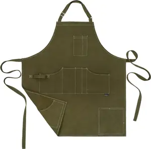 MYGO 4 Color Professional Cotton Canvas Kitchen Chef Apron Pot Holder Scald proof Design BBQ Kitchen Long Apron