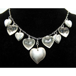 Collana 925 in argento Sterling e vetro soffiato a forma di cuore - Product Image 1
