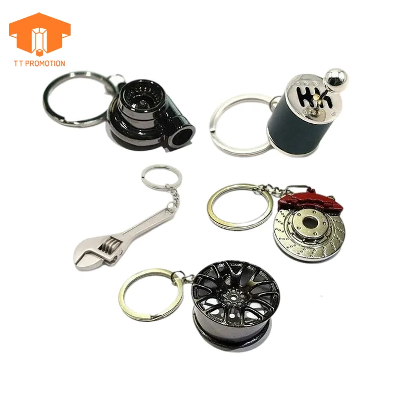 ऑटो भागों धातु कुंजी श्रृंखला चांदी रिंच Keychains कार भागों छह स्पीड मैनुअल गियरबॉक्स टर्बो चाबी का गुच्छा