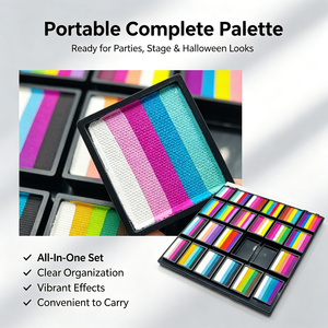 Peinture pour le visage à base d'eau, gâteau arc-en-ciel, lot de 24, pour enfants, à base de plantes naturelles, boîte de maquillage, art corporel, pigment soluble, lavable, Halloween, festival - Product Image 2