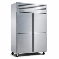 Équipement de cuisine commerciale, congélateur vertical à 4 portes en acier inoxydable avec tuyaux en cuivre, congélateur rapide, congélateur vertical, congélateur coffre