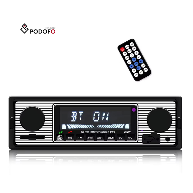 Podofo 1Din Car Stereo MP3 Player ISO Port Support FM USB/SD/AUX-IN Estereo De Automovil OEM ODM Factory