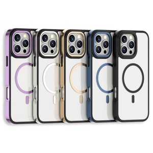 Nueva funda de teléfono de carga inalámbrica transparente de Color de contraste para iPhone 16 15 14 13 12 11 Pro Max cubierta magnética de prevención de caídas - Product Image 1