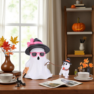 Figurine de fantôme d'Halloween effrayante Redeco, design lunettes roses, décoration artistique en résine pour la maison gothique, idée cadeau - Product Image 5