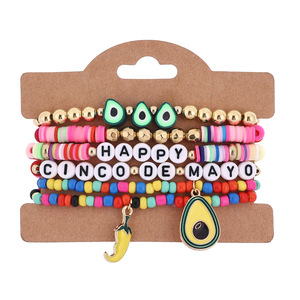 Ensemble de bracelets perlés Cactus Piment Arc-en-ciel pour Festival Mexicain, Joyeux Cinco de Mayo, pour Fête - Product Image 4