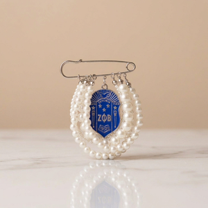 Royal Blue Zeta Phi Beta Pearl Pin Shield Broche Letras griegas para boda o compromiso - Product Image 4