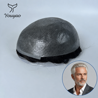 Prothèse capillaire pour hommes à ligne de cheveux naturelle, partie frontale V-Loop, base en PU ultra-fine de 0,04 mm, cheveux indiens Remy, 8x10