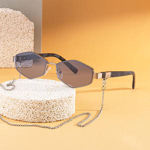 Lunettes de soleil polygonales pour femmes Sl 98461, monture en plastique noir et métal, verres PC, protection UV400, style extérieur - Product Image 5