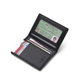 Porta carte Super sottile in morbida pelle nera Mini <span class=keywords><strong>portafoglio</strong></span> da <span class=keywords><strong>uomo</strong></span> per carte di credito e carta d'identità da <span class=keywords><strong>uomo</strong></span> - Product Image 3