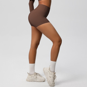 <span class=keywords><strong>Pantaloncini</strong></span> da Yoga e Corsa da <span class=keywords><strong>Donna</strong></span> in Nylon Spandex, Tinta Unita, Doppia Faccia Levigata, Traspiranti, Vita Alta, Vestibilità Skinny - Product Image 4