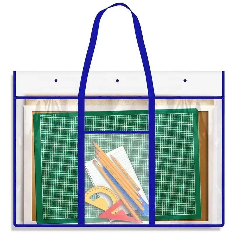 Bulletin Board Storage Bag Portfolio Carrying Bag Transparent White Bag for Poster Art PVC Organizer Pocket