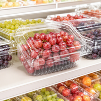 Boîte d'emballage alimentaire en PET transparent recyclable sur mesure pour fruits frais, conteneur perforé en plastique pour tomates et cerises, vente en gros