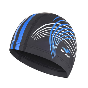 Qilang Bonnet de bain imprimé en PU, unisexe, doux et élastique, pour l'entraînement à la natation - Product Image 2