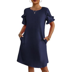 Mini Vestido corto de estilo dulce de Boutique para mujer, mangas con volantes, ropa de calle elegante para compras de verano, <span class=keywords><strong>iglesia</strong></span>, respetuoso con el medio ambiente - Product Image 3