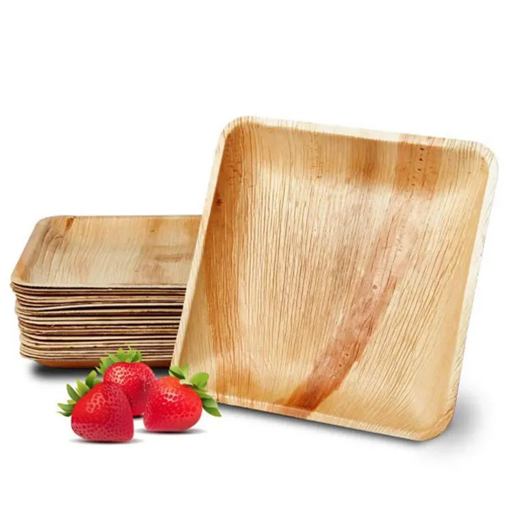 Одноразовые наборы посуды, небьющиеся эко-тарелки, одноразовые деревянные тарелки, пальмовый лист, одноразовые тарелки