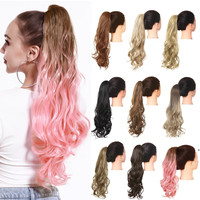 Offre Spéciale griffe boucle intérieure queue de cheval Extension synthétique vague naturelle cheveux cordon résister à haute température postiches pour les femmes