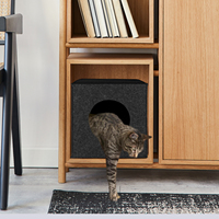 Maison pour chat en feutre gris foncé avec entrée ronde, lit-cave fermé pour animaux de compagnie, idéal pour l'intérieur, meuble et espace de repos pour chats