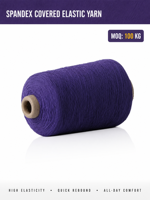 Fil à filer en spandex/polyester teint HAIDI, haute ténacité et uniformité, technique OE, torsion personnalisée pour chaussettes et tissage