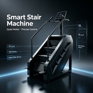 Máquina Eléctrica para Subir Escaleras, Construcción Metálica, Ajustable, Uso Comercial, Equipo de Ejercicio para Todo el Cuerpo, Escaladora Negra - Product Image 4