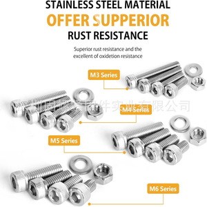 520Pcs 304 Stainless Steel Cylindrical Head Hex Screws Set Metric M3 M4 M5 M6 With Nuts Washers And Allen Keys - Product Image 2
