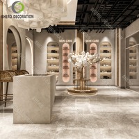 Comptoir d'accueil pour salon de beauté avec vitrine en verre trempé, idéal pour les boutiques et commerces de détail